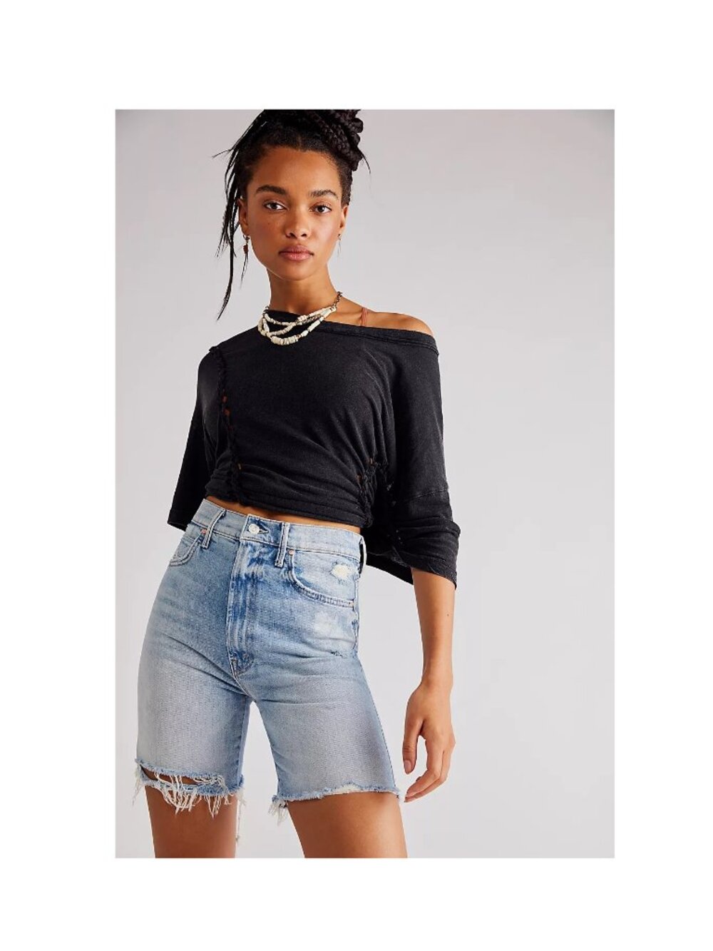 MOTHER High Waisted Smokin' Short Fray / Size 25 / Resting Beach Face Blue Jean